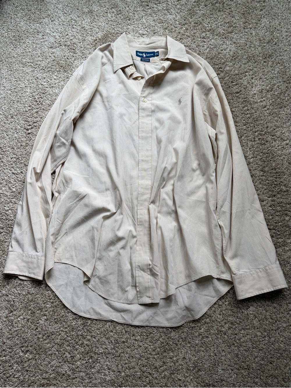 Ralph Lauren Men's Long-Sleeve Dress Shirt in Light Cream
